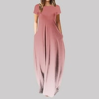 Fartey Maxi haljine za žene Trendi gradijentni tisak Sobe SOBE SOWRESS Džepovi kratkih rukava kratka