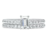 1. CT EmeralD Cut originalni kultivirani dijamant VS1-VS J-K 14K bijelo zlato Angažovanje vjenčanih mladenka Dizajnerski prsten BW Set veličine 9