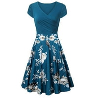 Ženska cvjetna ljetna haljina Vrat plus veličina Swing haljina cvjetna tiskana visoko struka Swing A-line