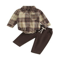 Bagilaanoe Newborn Baby Boy duge hlače postavilo je rubnu rukavsku majicu s dugim rukavima + pantalona za novorođenčad, ležerna odjeća