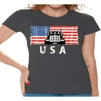 Newkward Styles Truck USA Ženska majica Sjedinjene Američke Države Petriotska majica za žene Pride Retro