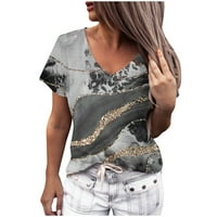 Tking modni ženski kratki rukav s kratkim rukavima plus veličina majica Ljetni povremeni tiskani vrhovi