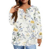 Strungten ženska plus veličina modna nova majica sa dugmetom dugih rukava cvijet od tiskanih ležernih