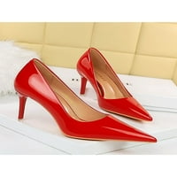 Lacyhop žene hodanje modne haljine cipele udobne stiletto lagana šiljasta prst vjenčanica crvena 5,5