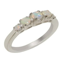 Britanci izrađeni čvrstih 10k bijelog zlatnog prirodnog prstena za bijelo prirodne opal - Opcije veličine - veličina 10.25