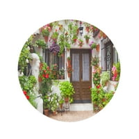 Okrugli ručnik za plažu Dike cvjetovi vintage dvorišta Tipična kuća u Kordobi Španija Putni krug kružni