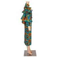 Bintarealwa Plus Veličina Afričke haljine za žene Ispiši višeslojni ruffles rukava WY7933