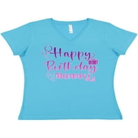Inktastična ljubičasta sretan rođendan majica s ženska majica V-izrez