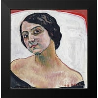 Hodler, Ferdinand Crni moderni uokvireni muzej umjetnički print pod nazivom - Žena sa smeđom kosom