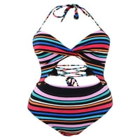 Sundazed ženske sretne pruge ispisane twist jednodijelno kupaći kostim