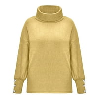 Wendunid majice za žene Žene luk ovratnik čvrste dugmad rukave pleteni džemper topli gornji ženski vrhovi