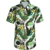 Smihono ponude Muške havajske košulje Tropske biljke Ispiši cvjetni kratki rukav labav povremeni modni trendovi bluzu gumb dolje rever ljeto plaža na vrhu majice slobodno vrijeme 12