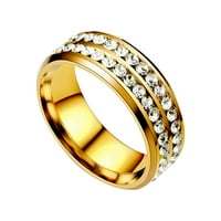 Wendunide ukrasi, titanijum čelik Dvostruki dijamantni prsten korejski stil modni dijamant od nehrđajućeg