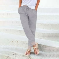 Joga hlače za žene u rasutu radne radne hlače Žene Žene elastične poteze struine labavo široke noge čvrste hlače sa džepovima