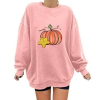 Mitankcoo Weens 'prevelizirani Halloween Dukserica Smiješna pukotina s dugim rukavima Top bluza Fall Crew CACT pulover džemper PINK XXL
