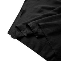 Bikoasu Žene Retro dugih rukava s dugim rukavima Čvrsta boja okrugli vrat Maxi haljine crne l