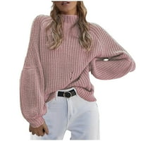 Ženski džemper s dugim rukavima s dugim rukavima Slim Fit pleteni džemper za krasni dan Noć s dugim rukavom Turtleneck džemper ružičasti l