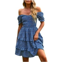 Ernkv ženska mini linijska haljina za klirens ljeta za odmor odjeća kratka rukava plaža V izrez za rez
