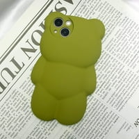 Medvjed telefona Kompatibilan je s iPhone 13, Slatka futrola za zelenu medvjed 3D METCA, mekani smrznuti
