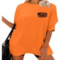 Ljeto Ljeto na vrhu Ležerne prilike Ležerna majica Kratki rukav Crew Crt Tunnic Bluza Tee Orange 2xl