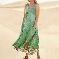 HHEI_K Ženska ljetna casual modna haljina za okrugle vrata bez rukava bez rukava