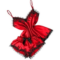 Ženska satenska pidžama Cami Set Silky Cracy noćna odjeća donje rublje kratko spavanje crveno s