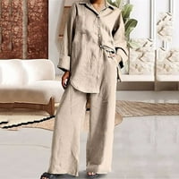 Hoksml modni casual labavi ženski setovi odijela za žene plus veličine pune boje dugih rukava s dugim
