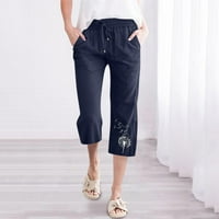 Ženske hlače Čvrsto boje visoki struk široka noga ljetna modna marka elastična posteljina obrezana pantalona