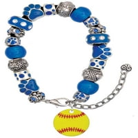 Delight nakit 3 4 '' emajl softball plava šapa za ispis zrnca na narukvicu, 7 + 2