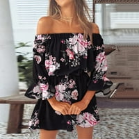 Ljetne haljine za ženske plaže od ramena Tunika Ležerne prilike sa labavim fit zvonikom mini cvjetne
