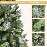 Elitezip 7,4ft božićno drvce, božićne ukrase unutarnje vanjske boje sa borovom konusom i realističnim preko zgušnjavanih vrhova, šarke, grinch božićni ukrasi sa metalnim postoljem, dizajnom bijele boje