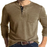 Cindysus muns majice dolje majica Henley bluza Jesen Basic Tee Loot Fit Pulover Khaki S