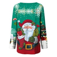 Duge majice za žene koje će nositi s tamkama Božićne Djed Mraz Graus Graphic Tees Crewneck Duge dugim