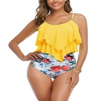 Plus veličine Žene dame Tankini set dva komič za kupaći kostim žica bez plićaka + kratke hlače za plažu,