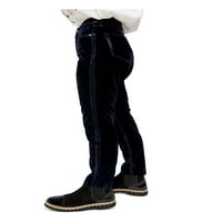 Besplatni ženski crni potezani džep velveteen visokog struka muhaju mršave hlače 31
