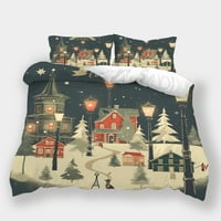 Poklopac prekrivača Početna Tekstil Božićni crtani film Snowscape Komforter Poklopac tinejdžerskog ureda za odrasle Dekor spavaće sobe