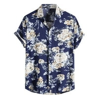 Muška modna bluza Top Tropic Style Print Hawaii Ljeto Okrenite košulju ogrlice Ležerne prilike Ležerne sa otvorenim remenicom Ispis kontrast etničke stijene kratkih rukava Gumb Up odjeću