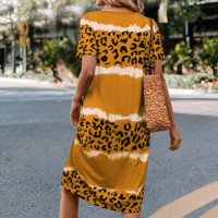 Ženske haljine Leopard Print Retro V izrez Kratki rukav labav haljina