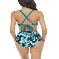 Jedno otvaranje Žene Split Bikini kupaći kostim grudnjaci bez rukava i tiskani elastični visoki struk