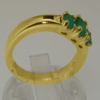 Britanci izrađeni 18k žuti zlatni prirodni smaragdni zaručni prsten - Veličine opcije - Veličina 4,5