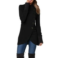Guvpev Ženska casual moda Solid Boja jednokratna kleta za ubod na dugih rukava s dugim rukavima - crni