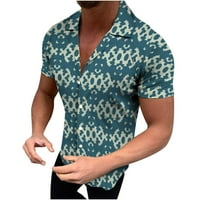 Ljetni modni vrhovi tiska za muškarce casual gumb dole kratki rukav ljepši majice na plaži za odmor u obiteljskom bluzu