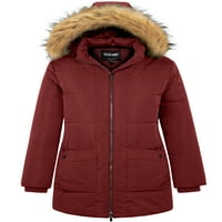Soularge Women's Winter Plus Veličina prekrivana gornja odjeća Debela jakna s FAU krznenom kapuljačom