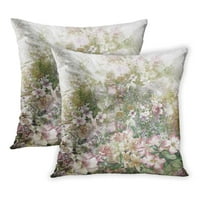 Zelena cvjeta sažetak šareno cvijeće akvarel slikanje opruga višebojno u prirodi žuti cvijet jastučni jastučni jastuk set od 2