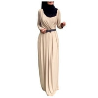 Maxi haljine za žene kaftan abaya dugih rukava samostalna kravata tokava mini haljina
