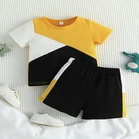 Toddler Baby Boy Set Contrast Color Majica kratkih rukava s povremenim elastičnim kratkim kratkim kratkim ljetnim odjećima