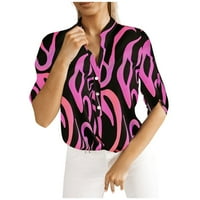 Ljetne esencijalne osnove Otemrcloc Modna ležerna V-izrez za ženske košulje s kamencem rubne majice TOP TOP Black M