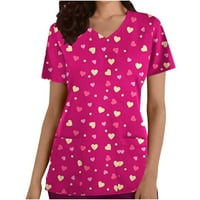Daqian Womens Plus Veličina Majice Moda Ženski V-izrez Casual Džesne kratke rukave Dame Tops bluza Bluze za žene Čišćenje vruće ružičaste 4