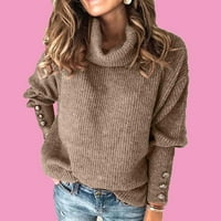 Dukseri za žene, Crochet dugih rukava Crewneck džemper, Ležerne prilike toplo lagane zimske pletene