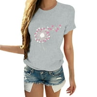 IOPQO grafičke majice za žene Ženske kratke rukave O izrez Love Print Casual Tops bluza majica Ženske